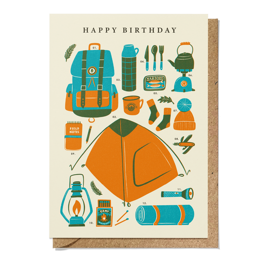 Wild Camping Kit Birthday Card