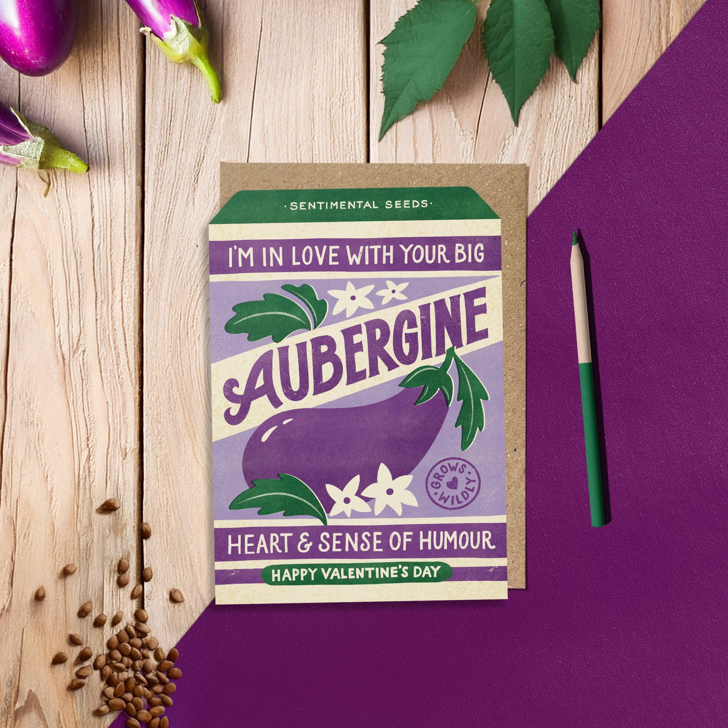 Aubergine Seed Greeting Card