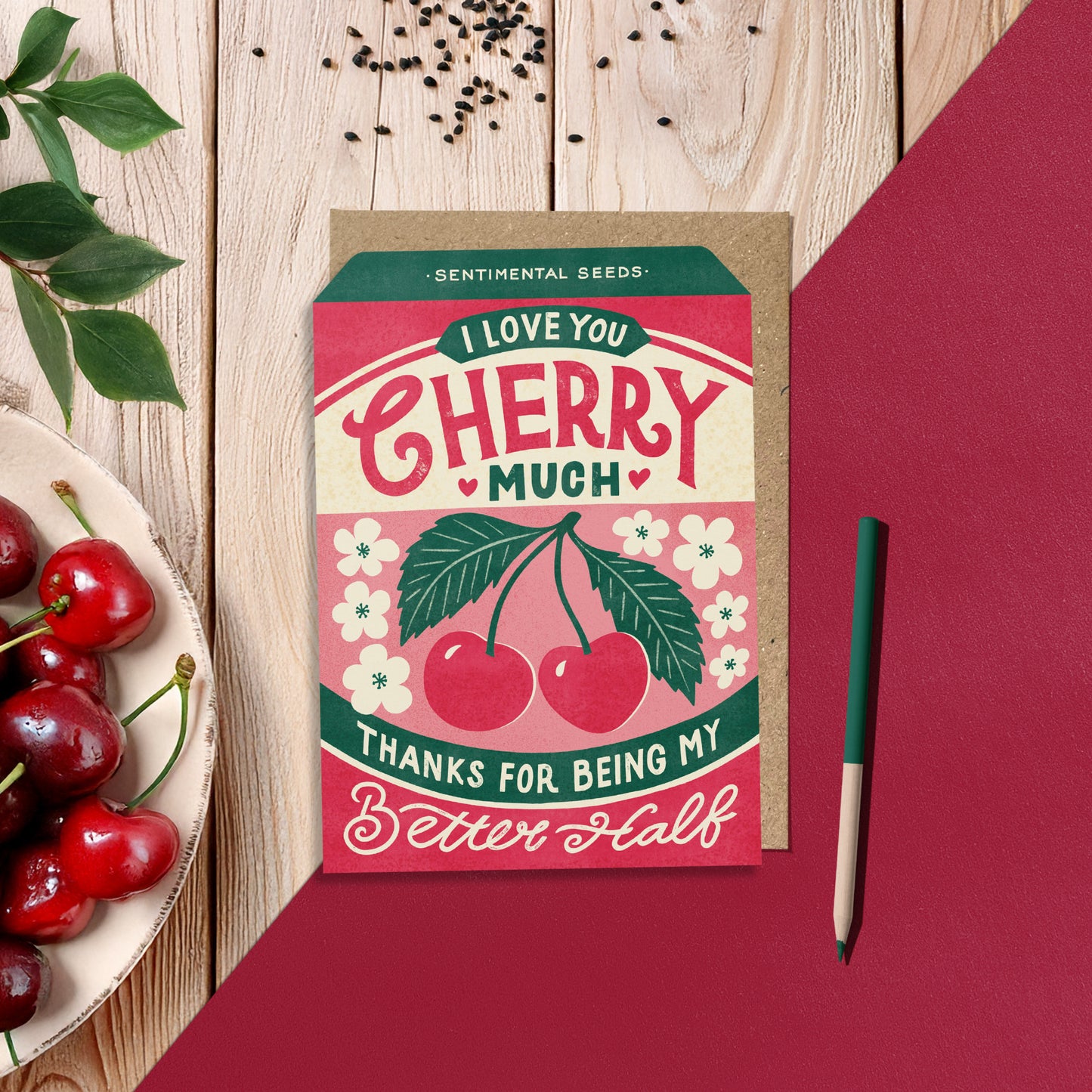 Cherry Seed Greeting Card
